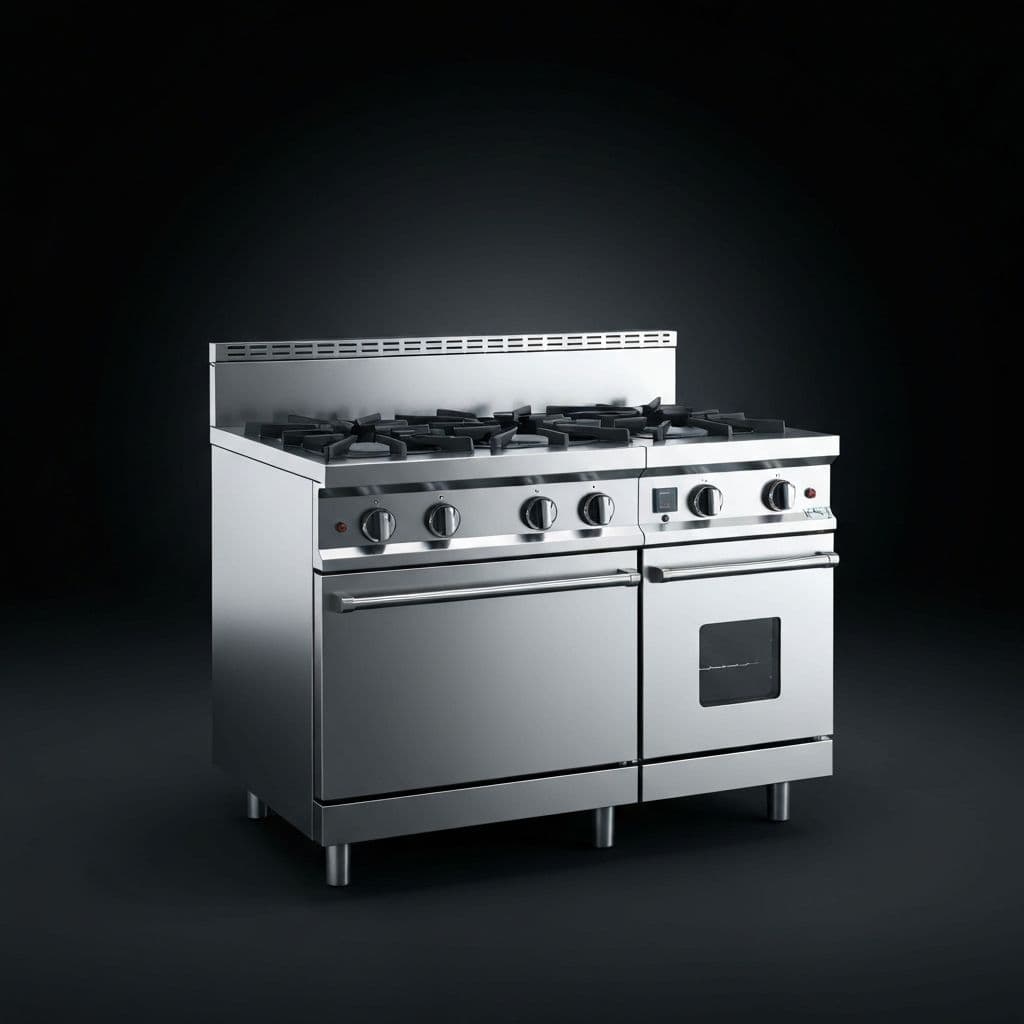 Cocina Hotelera 6 Quemadores - Cocina hotelera profesional con 6 quemadores y horno incorporado.