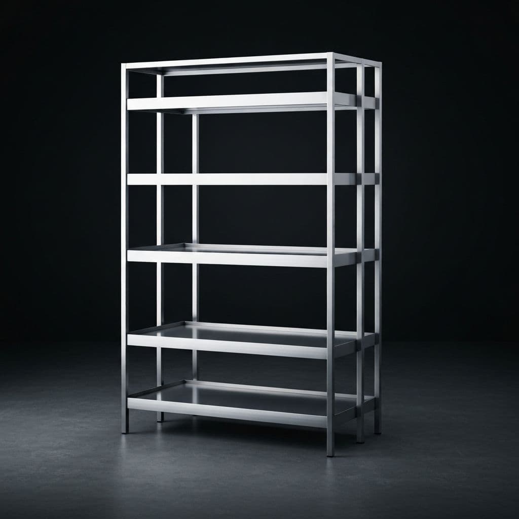 Estantería 4 Niveles - Estantería de 4 niveles en acero inoxidable con entrepaños ajustables.